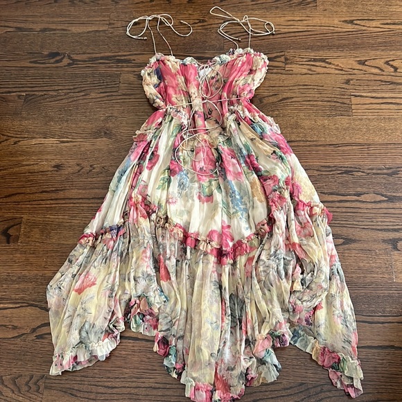 Zimmerman Melody Floating Floral Print Silk Dress Size Zimmermann 0 - Picture 13 of 16